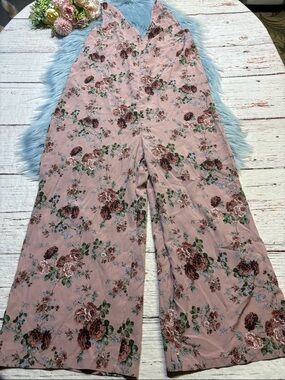 AZ Floral Wide-Leg Jumpsuit - Blush Pink Sz L/XL